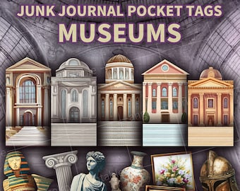 Museum Buildings Junk Journal Pocket Tags: Vintage Ephemera (Digital Download)