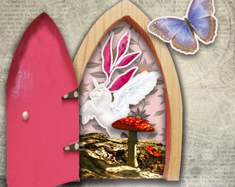 Fairy Tale Junk Journal Folio,Special Pink Door House,Cute,Vintage Envelope,Pocket,Digital Download,Printable,Ephemera,Door,Elf,Forest,Craft