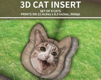 Cat Junk Journal Insert, 3D insert,Kitten,Kitty,Animal,Ephemera,Tag,Pop Up,Junk Journal Kit,Supplies,Printable,Digital Download,Downloadable