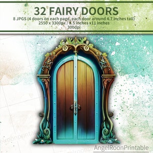 Fairy Door Junk Journal Clip Art Kit | Schattige magische sprookjesachtige plakboekclipart | Afdrukbaar fantasiehuis met open deurkozijn Ephemera-inzetstuk