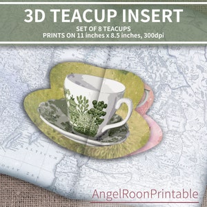 Éphémères éphémères de journal indésirable de tasse de thé | Mini-encart pop-up numérique conte de fées pour albums de scrapbooking | Créations interactives en papier à faire soi-même | Conte de fées d'Alice au pays des merveilles