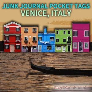 Étiquettes de poche pour carnet de voyage Venise maison | Italienne Burano Scrapbooking Enveloppe Ephemera | Insertion folio vénitienne | Pochette de voyage repliée