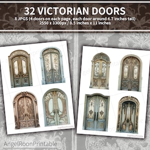 32 Adorable Victorian Style Junk Journal Doors, Clip Art, Clipart, Shabby, Ephemera, Scrapbook,House,Ancient,Vintage Frame,Craft,Commercial