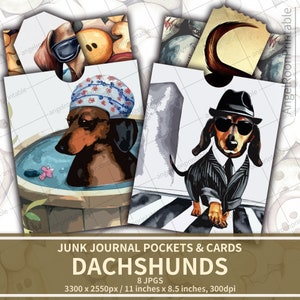 Kit de pochettes pour carnet numérique et cartes, teckels, cadeau pour amoureux des chiens, animal de compagnie, animaux, produits à imprimer, étiquettes de scrapbooking, inserts, enveloppe, éphémère