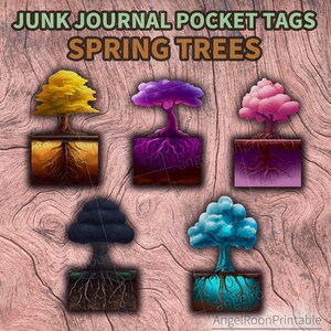 Etiquettes de poche pour journal de bord Spring Tree | Enveloppe chargée éphémères pour album de plantes, nature saisonnière | Fruits floraux de conte de fées | Fleur de la forêt