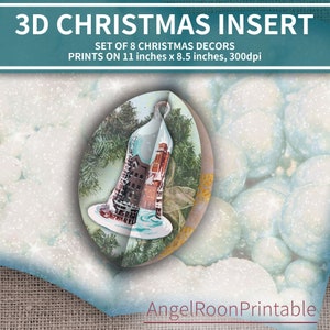 3D Christmas Bell Junk Journal Insert | Printable Ornament Pop Up Decor | DIY Scrapbook Ephemera Tag Kit | Snowman, Santa Claus Mini Book