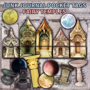 Fairy Tale Temple Junk Journal Pocket Tags | Myth Mythology | Mythical Goddess | God Scrapbook Ephemera | Magic Loaded Envelope Insert Tuck