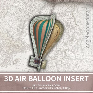 Reisbijsluiter voor luchtballon ongewenste dagboeken | 3D vintage plakboek kortstondige | Pop-up boekpagina | Steampunk: creatief knutselen | Afdrukbare omslag