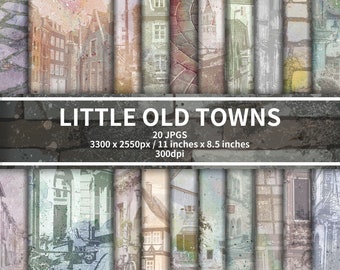 Vintage Town Junk Journal Paper: Stained Brick, Road (Digital Sheet Pack)