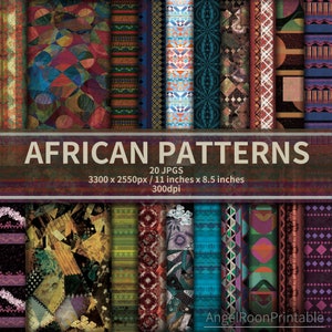 Africa Junk Journal Paper Pack / Set di pagine di sfondo per album di ritagli con motivi africani / Foglio decorativo per diario tribale / Boemia colorato / Fai da te