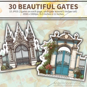 Belles portes, 30 images clipart, porte du journal indésirable, clipart, palais, manoir, éphémères, scrapbooking, kit de création artistique, commercial, interactif, carte