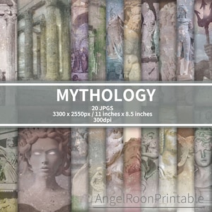 Pacchetto di carta per diario di cianfrusaglie di mitologia greca antica / Kit di pagine per album di ritagli di mitologia greca / Dea di Atene / Foglio per album di ritagli di Acropoli / Set vintage