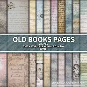Stained Old Book Pages Junk Journal Paper Kit | Dyed Vintage Text Scrapbook Background | Ancient Digital Paper Set | Printable Document Page