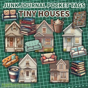 Étiquettes de poche pour journal indésirable Tiny House | Petite ville Cottage, Scrapbooking, enveloppe chargée éphémères | Insertion pour chemise Home Sweet Home | Marque-page folio