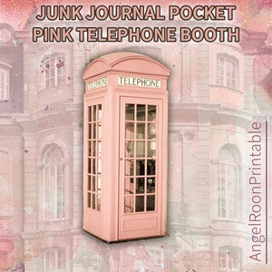 Phone Booth Junk Journal Pocket | Pink Telephone Kiosk Scrapbook Loaded Envelope Ephemera | Britain Folio | British Folder Insert | UK Tag