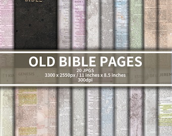 Stained Bible Page Pack | Religion Dyed Vintage Junk Journal Paper Paper Kit | Religion Book Scrapbook Background | Holy Digital Paper