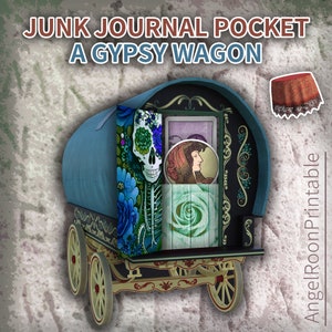 Pochette pour journal indésirable Gypsy Wagon | Enveloppe chargée pour albums de scrapbooking Gipsy House Ephemera | Chemise de porte pour la maison diseuse de bonne aventure | Pack folio sorcier