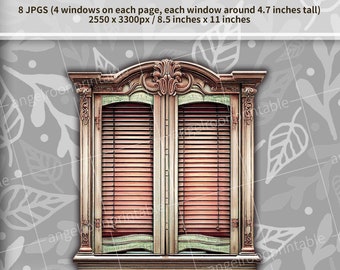 Adorable Vintage Window Junk Journal Clip Art Pack | Wood Frame Scrapbook Ephemera Kit | Shabby Fairy Tale Clipart | Victorian Wooden Door