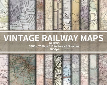 Vintage Railway Maps: Junk Journal Paper Pack (Digital Download)
