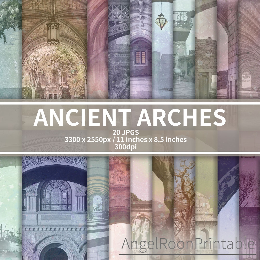 Ancient Arches Door Junk Journal Page, Shabby Architecture, Historic ...