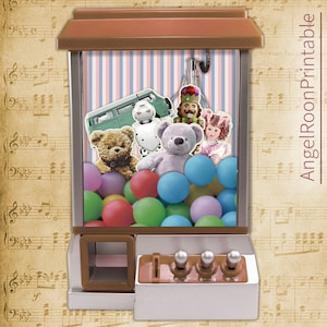 Claw Machine Junk Journal zaklabels | Sjabloon voor speelgoed-plakboek-envelop | Interactieve ephemera | Opbergdoosje, folio, insteekmap, bladwijzer