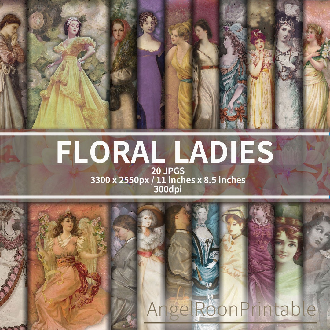 Vintage Junk Journal Paper Ladies Scrapbook Background Page Etsy