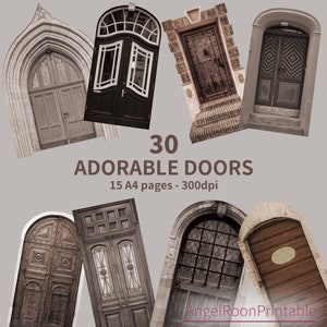Schattig shabby huis deur ongewenste dagboek illustraties | Sprookje plakboek clipart | Knutselbenodigdheden voor Ephemera | Binnendeur Europa Old Cottage