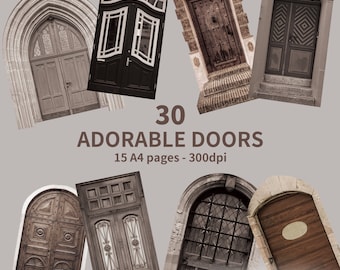 Adorable Shabby House Door Junk Journal Clip Art | Fairy Tale Scrapbook Clipart | Ephemera Craft Supplies | Europe Old Cottage Door Insert
