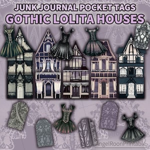 Halloween Gothic House-kit voor junkjournalen | Geladen envelop met donkere ephemera | Digitaal plakboekbijlage | Afdrukbaar foliopakket