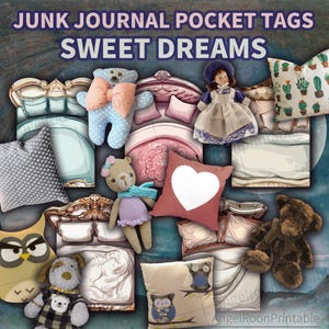 vintage étiquettes de poche pour journal indésirable de lit | Faites vos rêves éphémères de scrapbooking | Belle enveloppe chargée à l'heure du coucher | Trousse de rangement pour chemises folio Good Night