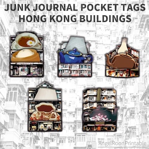 Zaklabels voor ongewenste tijdschriften voor appartement | Oude Hong Kong huurkazerne met plakboek geladen envelop | Inzetstuk huisephemera | City Folio-map