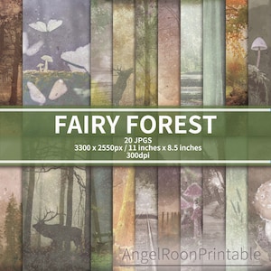 Fairy Forest Junk Journal Printable Paper Pack, Nature Digital Paper, Scrapbook Background Page Kit, Instant Download, Neutral, Tale, Floral