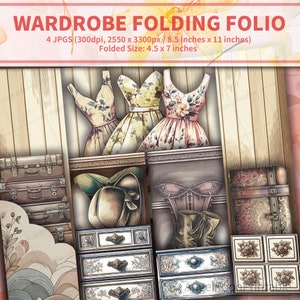 Folio pliable pour journal indésirable, brochure, garde-robe, folio de placard, numérique, étiquettes imprimables, téléchargement immédiat, éphémères vintage, insert de scrapbooking