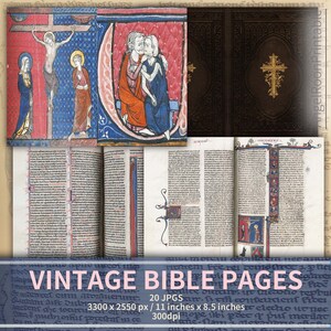 Vintage Bible Pages Junk Journal Paper Kit, Old Scrapbook Background ...