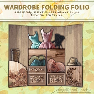 Folio pliable pour journal indésirable, brochure, garde-robe, poche de placard, numérique, étiquettes imprimables, téléchargement immédiat, éphémères vintage, insert de scrapbooking