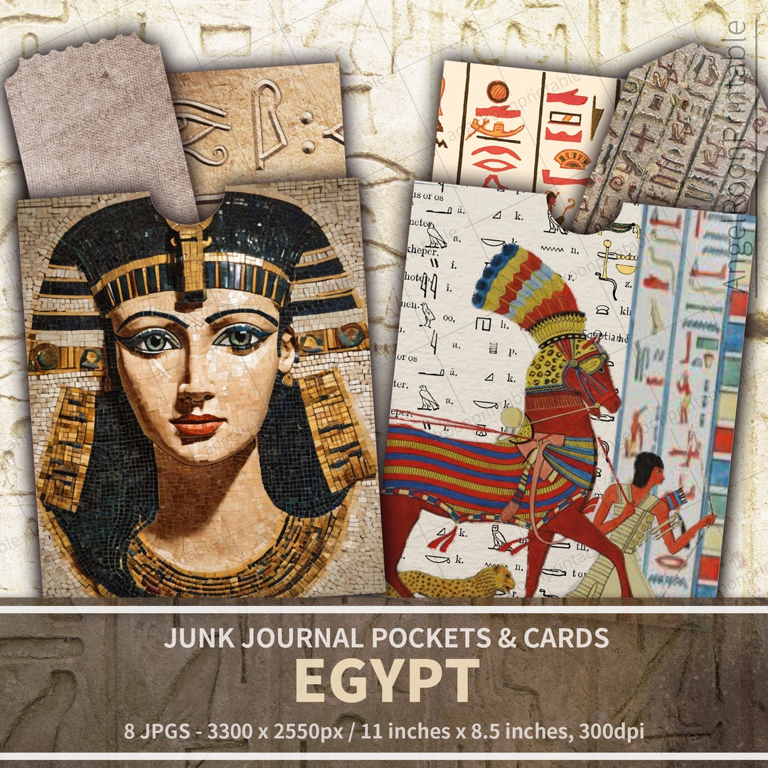 Egypt Junk Journal Pockets & Cards Kit, Ancient Egyptian, Printable
