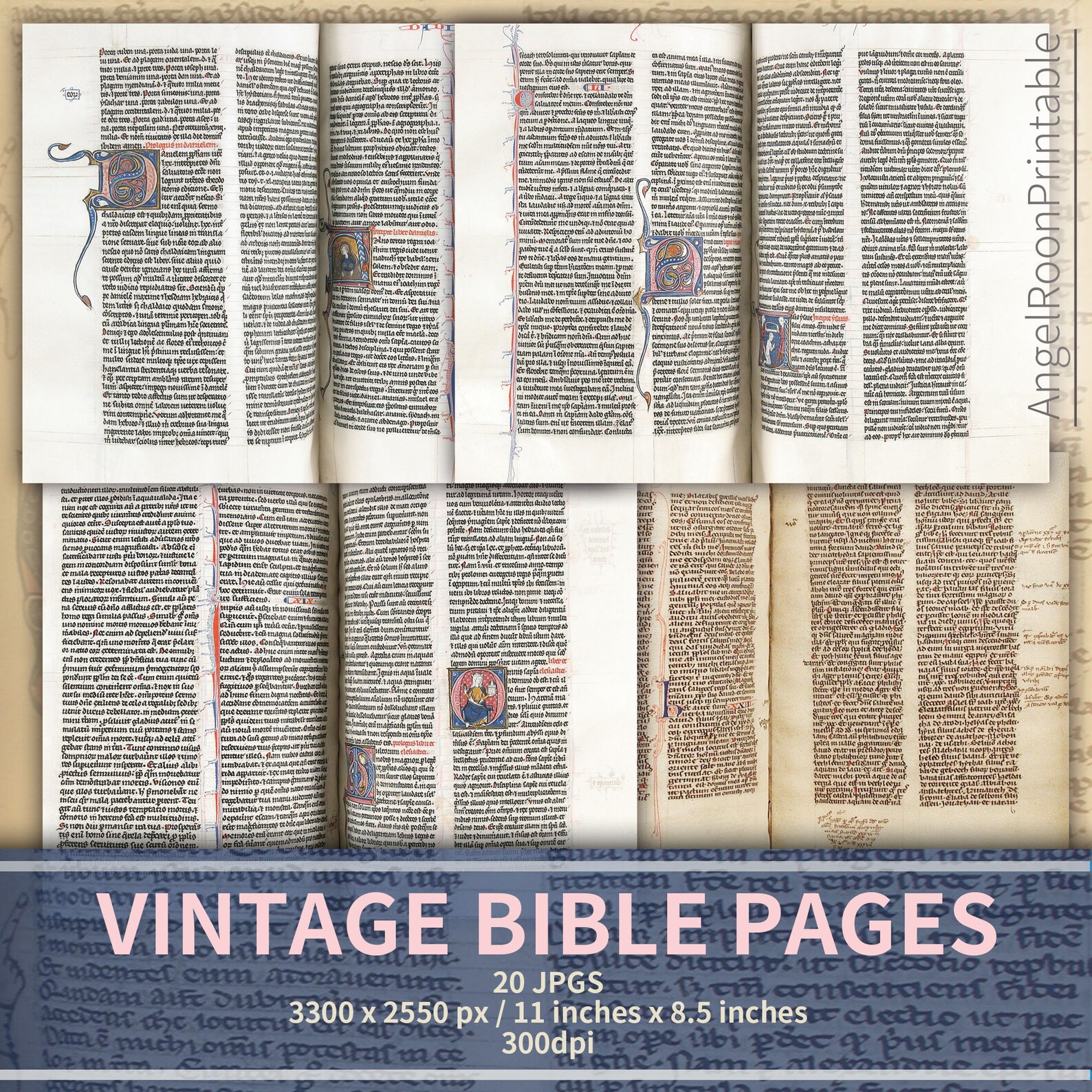 Vintage Bible Pages Junk Journal Paper Kit, Old Scrapbook Background ...