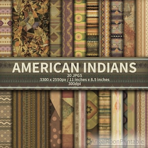 American Indians Junk Journal Paper Pack, set di pagine di sfondo per album di ritagli con motivi africani, tribale, carta decorativa, Africa, Boemia, nativo