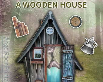 Forest Cottage Junk Journal Pocket: Wooden House Ephemera (Digital Download)