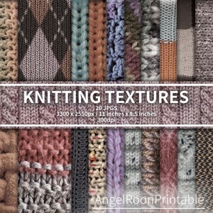 Stricktextur Junk Journal, Hintergrundseite Set, Strickmuster, Häkeln, Wollstoff, Gestrickt, Pullover, Printable Kit