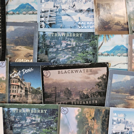 Red Dead Redemption Location Stamp Stickers / RDR2 Postcards / Vintage Stamp Stickers / Gamer Gifts / Gaming Sticker Set