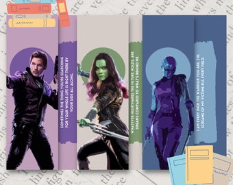 Heroes Inspired Bookmarks / Guardians of the Galaxy / Nerdy Gifts / Reading Accessories/ Tassles / Wall Decor / Handmade / TV Quotes