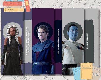Space Inspired Bookmarks / Ahsoka / Rebels / Thrawn / Nerdy Gifts / Reading Accessories/ Tassles / Wall Decor / Handmade / TV Quotes