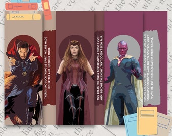 Superheroes Bookmark / Comic Book Lover Gift / Nerdy Reading Accessories / Handmade Page Marker