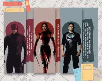 Heroes Inspired Bookmarks / The Defenders / Daredevil / Nerdy Gifts / Reading Accessories/ Tassles / Wall Decor / Handmade / TV Quotes