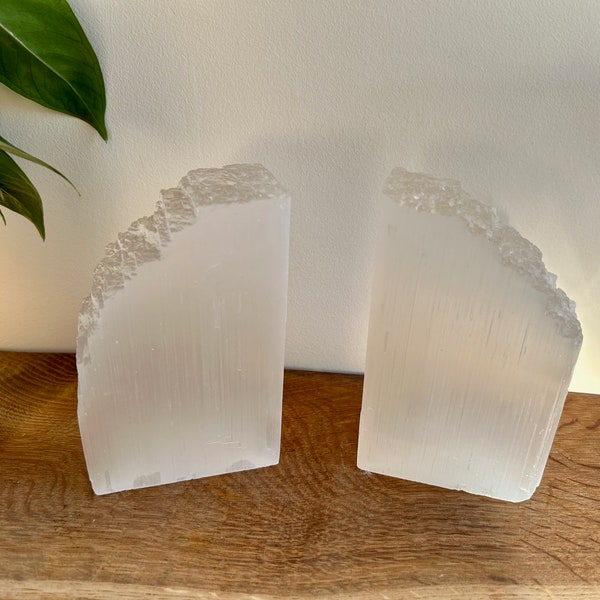 Selenite Bookends  -  Crystal Book Ends  -  Raw Stones  -  Cleansing Crystals  -  Beautiful Big Display Crystals  -  White Selenite