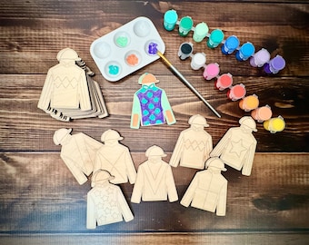 Derby Paint Kit, Kids Wood Painting, Derby Activities for Kids, Derby Party Supplies, Jockey Paint Kit, Kids Paint Kit, Paintable Jockey