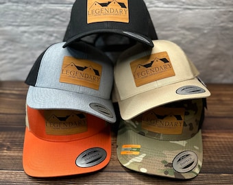 Custom Leather Patch Hat, Personalized Engraved Hat, Business Logo Trucker Hat, Custom Leather Hat, Custom Logo Hat