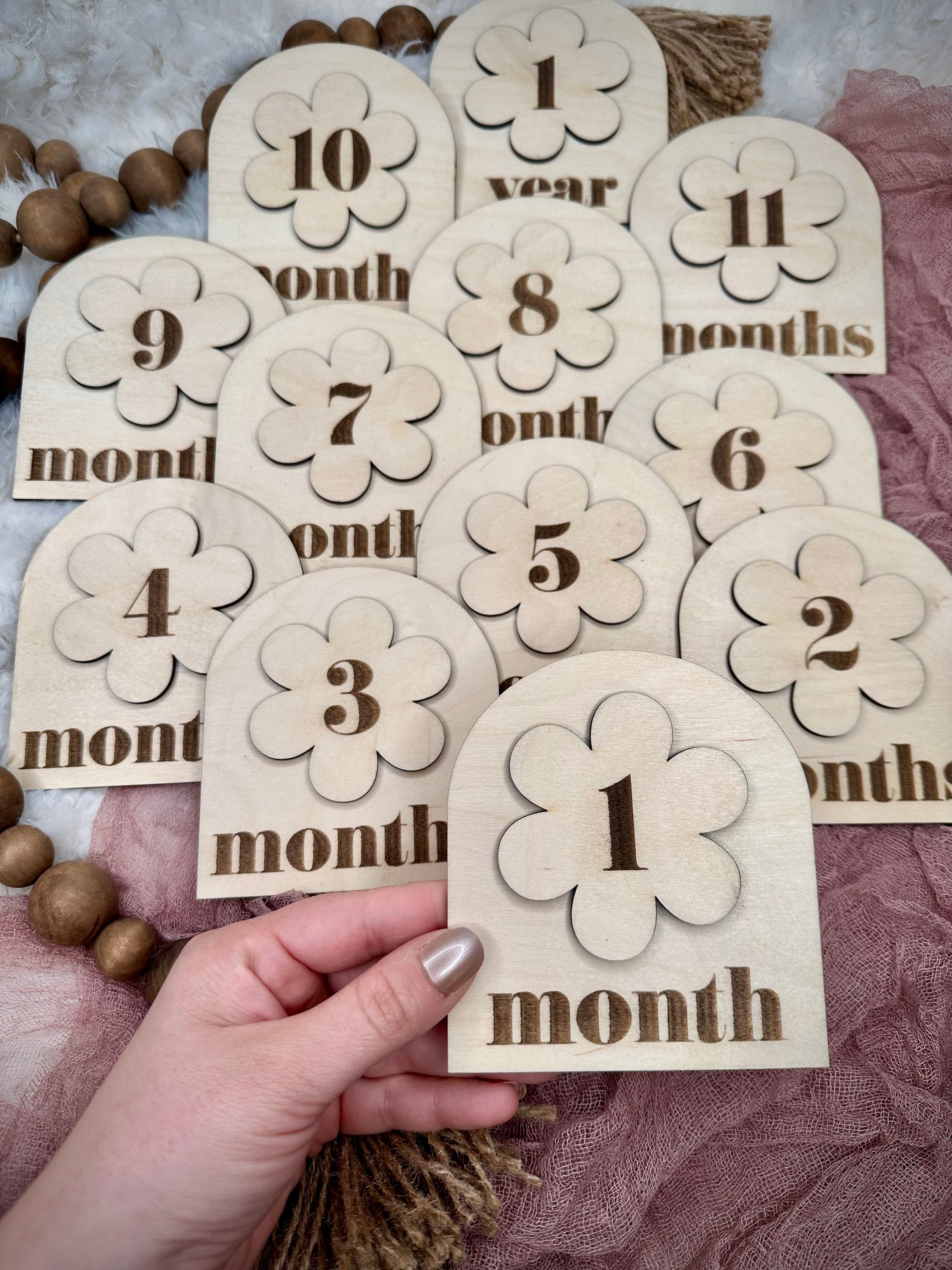 Frosted White Baby Milestone Set