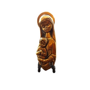 Copper Colored Metal Madonna and Child Wall Plaque 12 1/4 L x 4&quot; W x 2 1/4&quot; D